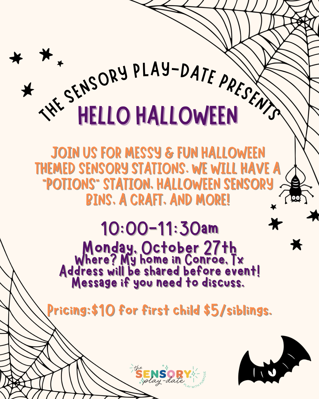 Sensory Play-Date: Hello Halloween! Monday,10/27